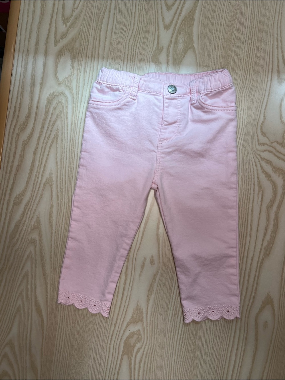 Toddler Pink Scallop-Hem Cotton Blend Leggings